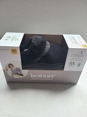isotoner Women's Black Memory Foam Clog Slippers
